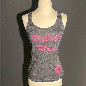 Next Level Apparel Gray and Pink Pitbull Mom Tank Top